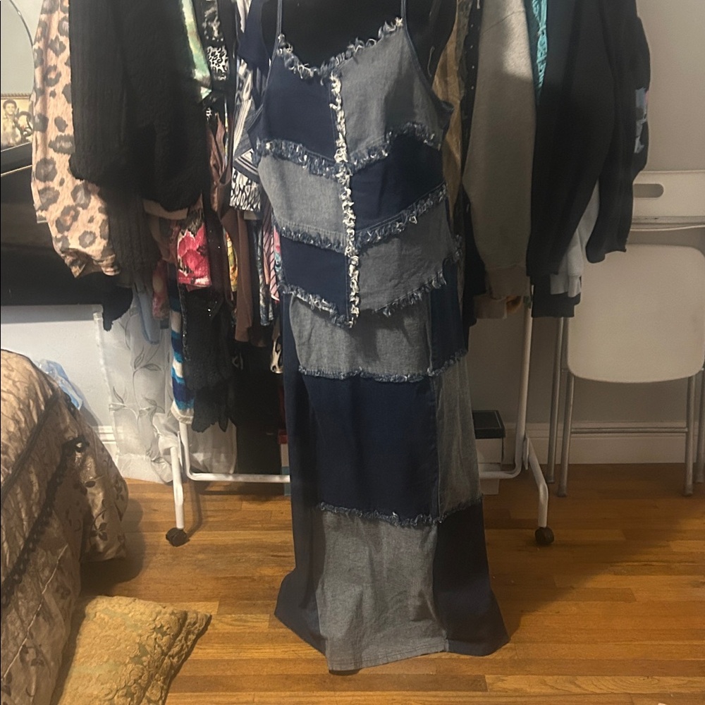 Caren Sport Women's Patchwork Denim Dress - Blue and Gray